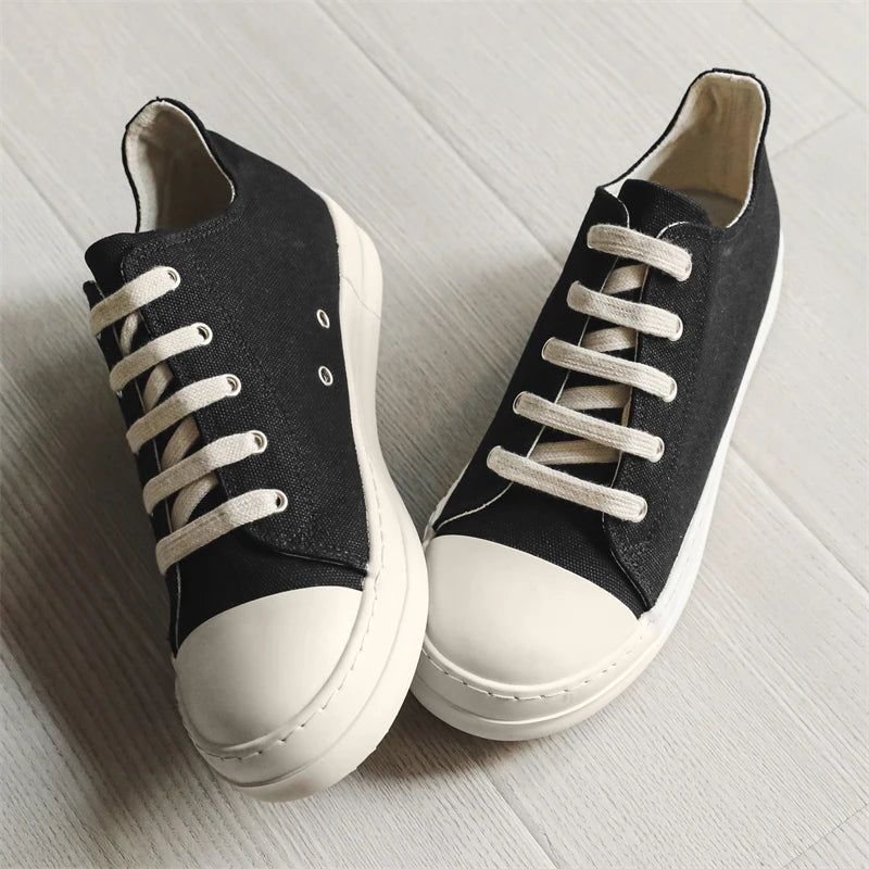 Unisex Casual Skateboard Vulcanized Canvas Shoes Lace Up Comfortable Outdoor Sneakers