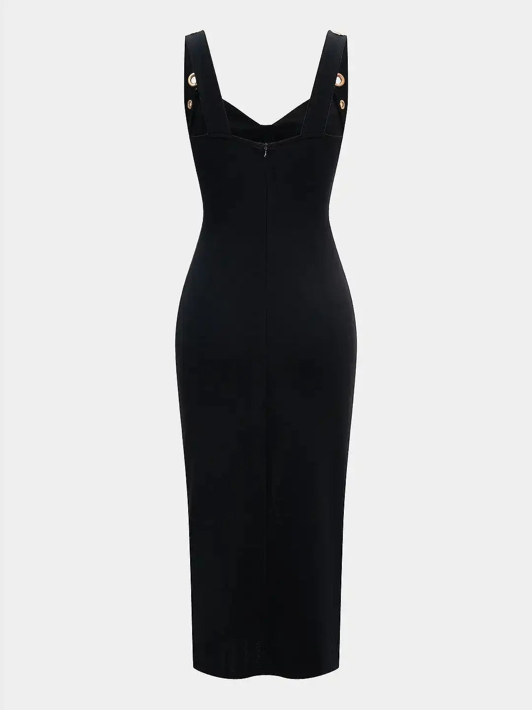 Women's Metallic Decor Bustier Zipper Midi Dress