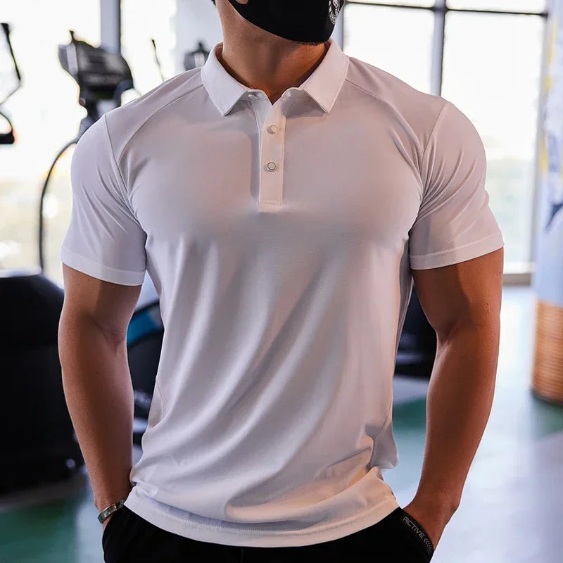 Men's Skinny Fit Sport Polo T-Shirt | Quick Dry Gym & Bodybuilding Tee