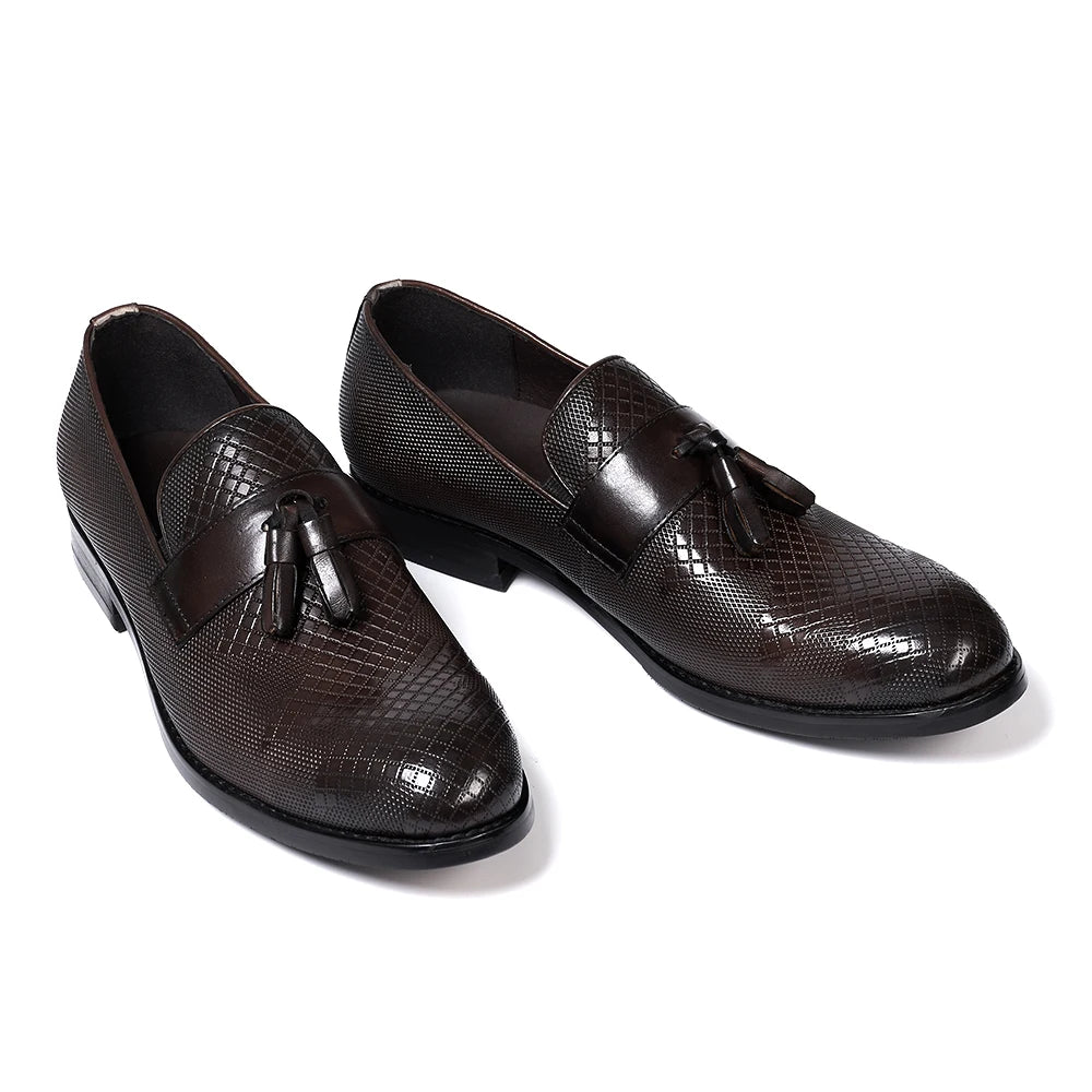 Men's Tassel Genuine Leather Slip on Daily Casual  Handmade Office Wedding Loafer Shoes