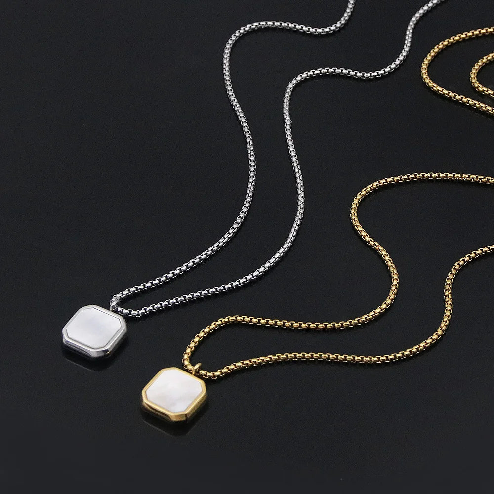 Geometric Square Polygon Pendant Necklace