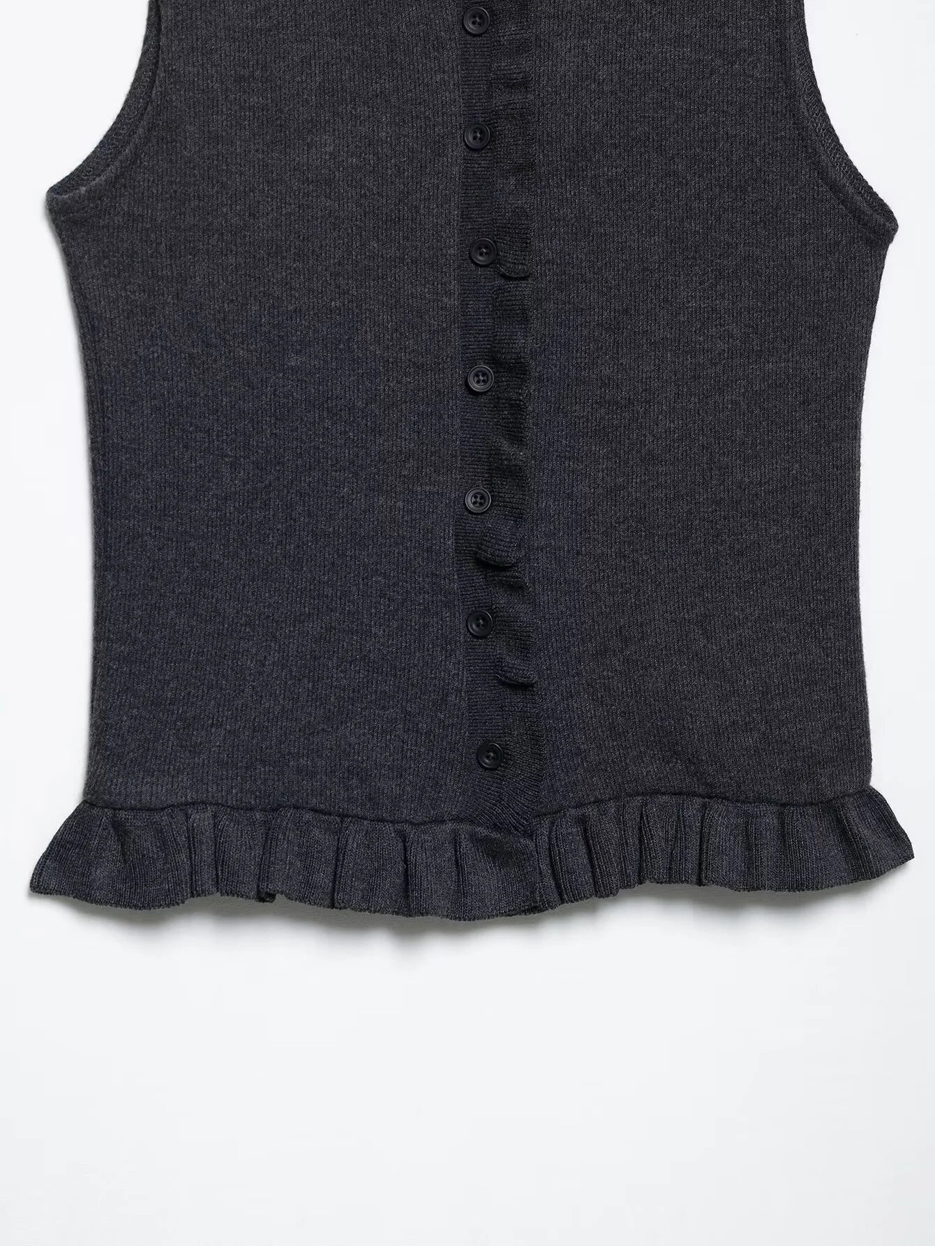 Women's Summer Knitted Top - Sweet Stacked Decoration Round Neck Sleeveless