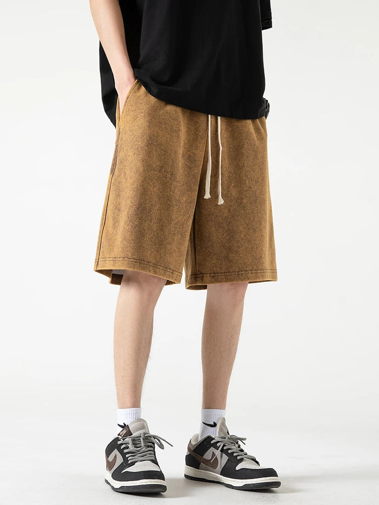 Men's Distressed Drawstring Shorts