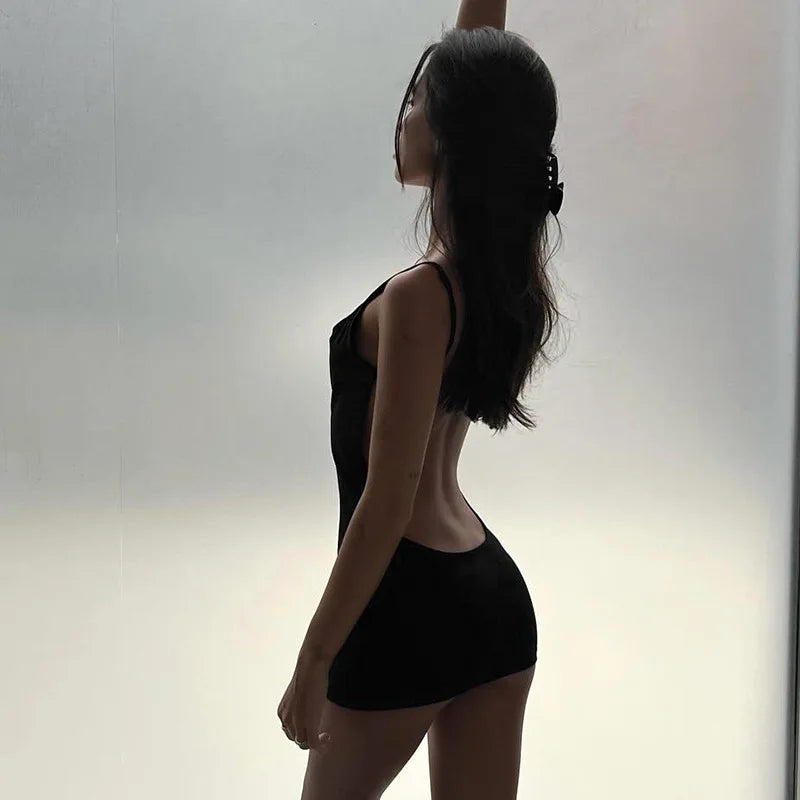 Spaghetti Strap Mini Dress - Backless Bodycon Party Dress