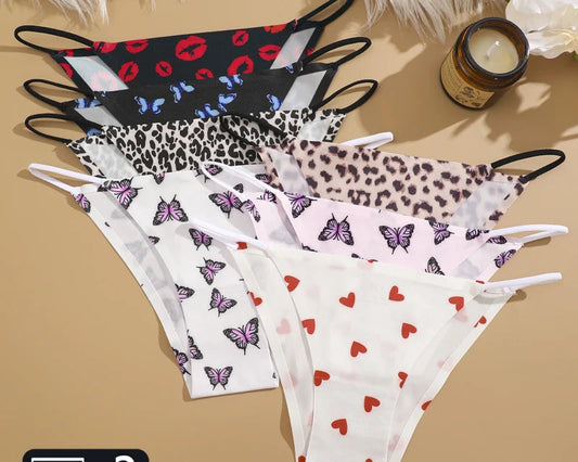 Women's Seamless Silk Underwear 3-Piece Set - Leopard Print Low-Waist Briefs
