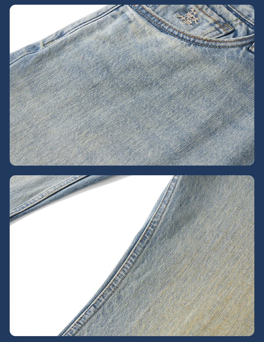 Men's Bootcut Jeans - Vintage Washed Denim with Stretch