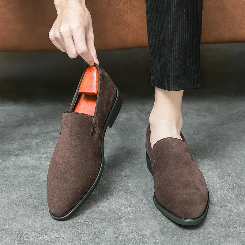 Men's Suede Leather Slip-On Loafers - Business Boat Shoes