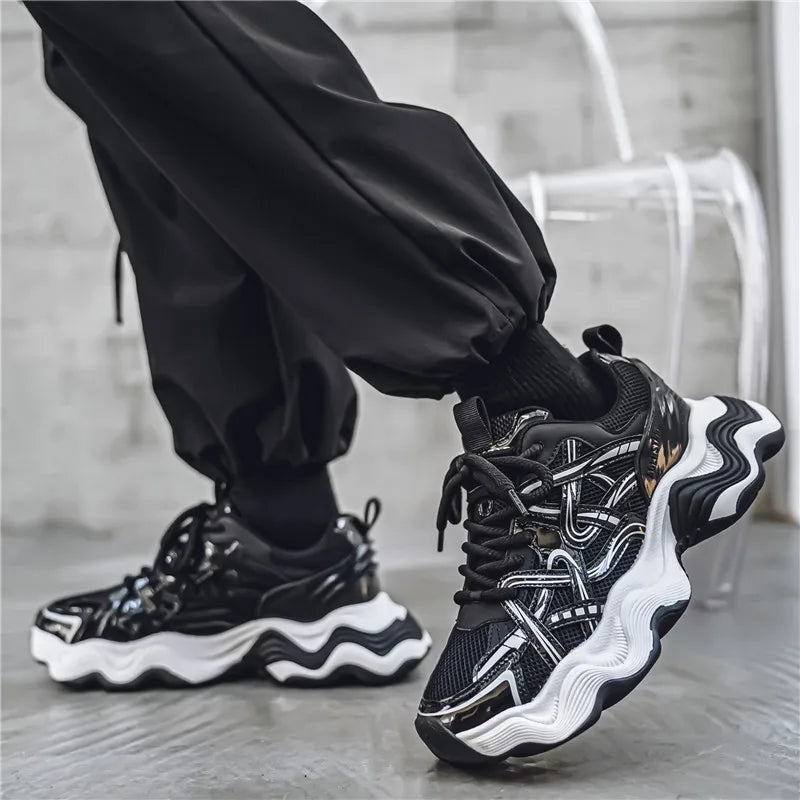 Men's Casual Platform Breathable Sports Shoes Lace Up Sneakers