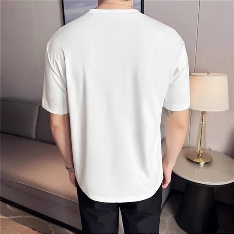 Men's Summer  Short Sleeve Cotton Round-Neck Smart Casual Pocket T shirt
