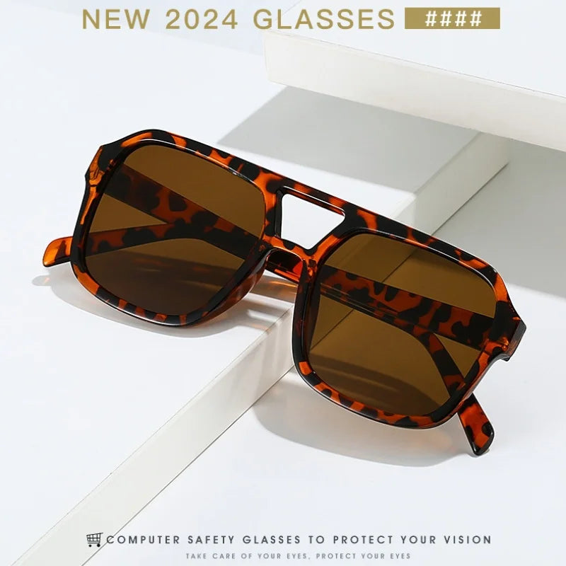 Women's Retro Square Sunglasses - Large Frame UV400 Protection Eyewear