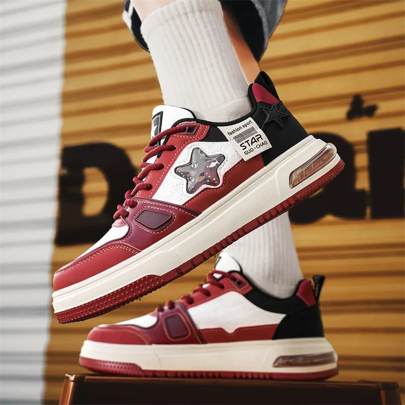 Men's Casual Stars Platform Crystal Fish  Skateboard Sports Sneakers