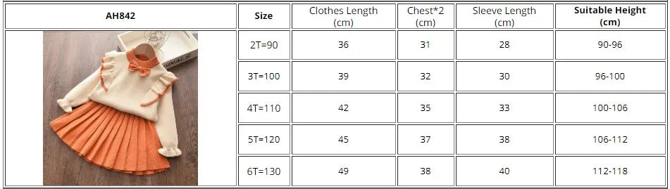 Girls' Knitted Embroidery Sweater & Skirt Set – Autumn Winter 2-Piece Outfit