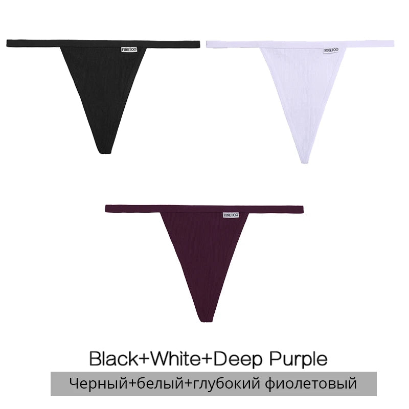 Cotton Thongs 3-Pack Set - Low-Rise Comfortable Underwear