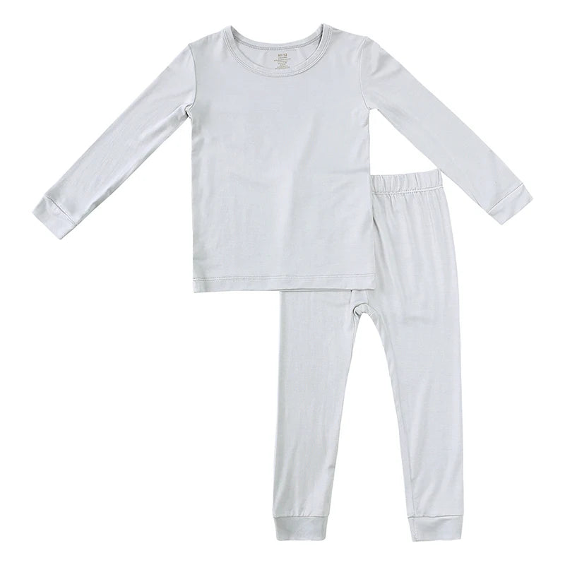 Bamboo Fibre Toddler Kids Boy Girl Pyjamas - Solid Hight Elasticity Breathable Sleepwear Loungewear Set For 9M-7T