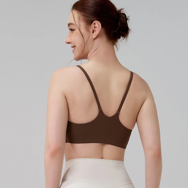 Nylon Spandex Yoga Bra Top - Removable Pads & Adjustable Straps