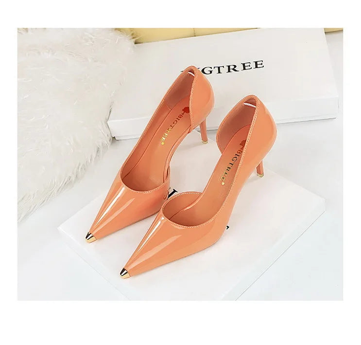 Patent Leather Metal Tip Pumps - Available in 7cm and 10.5cm Heel Heights