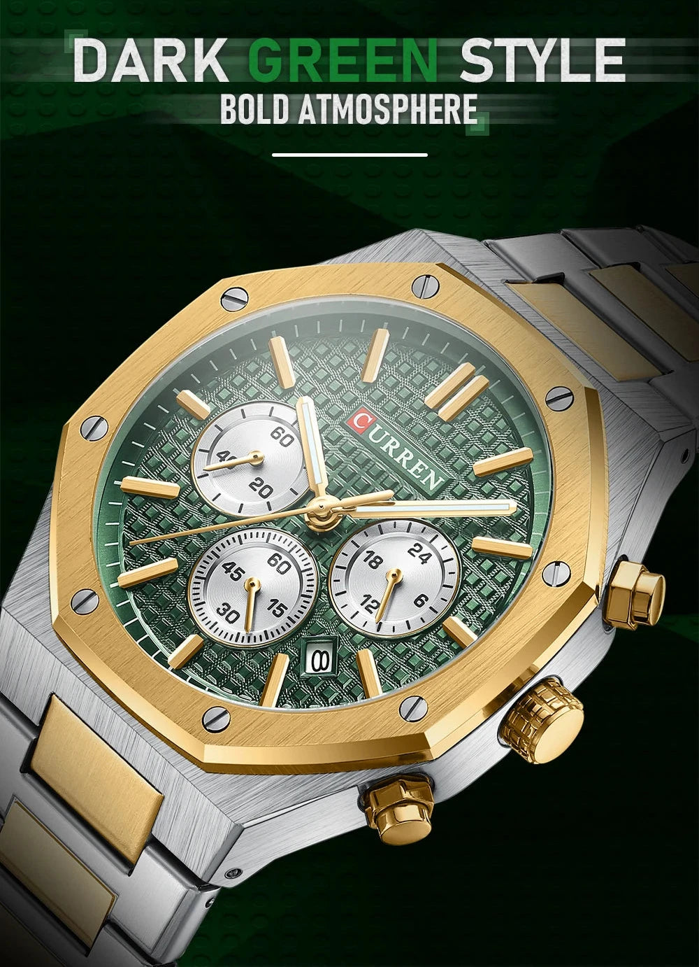 Luxury Gold Multifunction Quartz Watch - Luminous Sport Chronograph