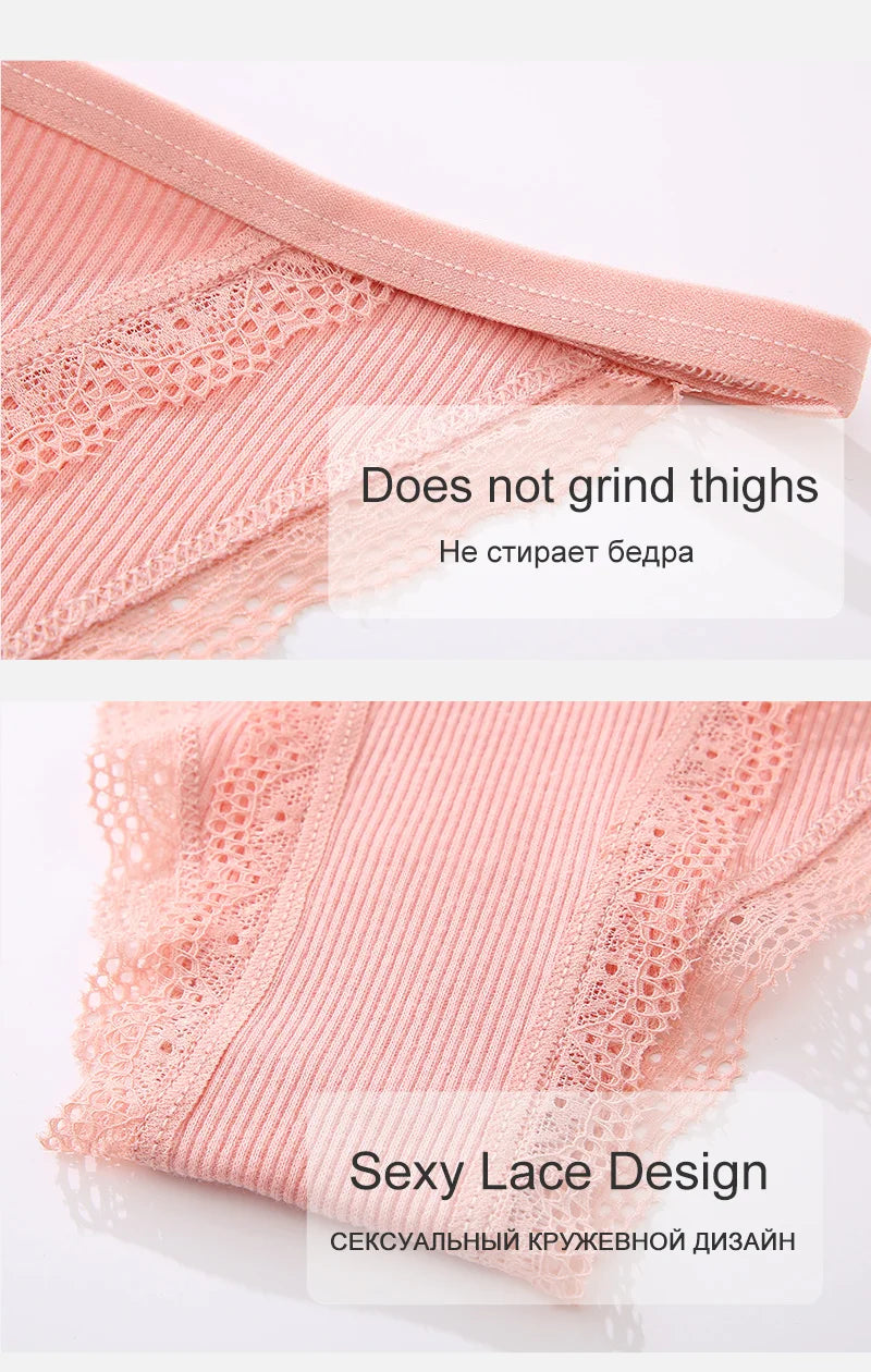 Women's Cotton Lace Briefs 3-Piece Set - Comfortable Underwear