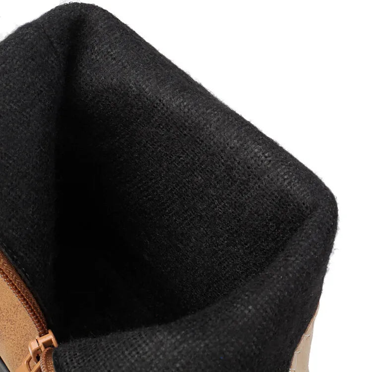 Totem Embroidered Ankle Boots - Pointed Toe Chelsea Boots with 6cm Wedge Heel