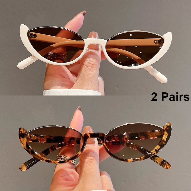 Women's 2 Pairs Per Set Vintage Cat Eye Sunglasses  Outdoor Casual Shades