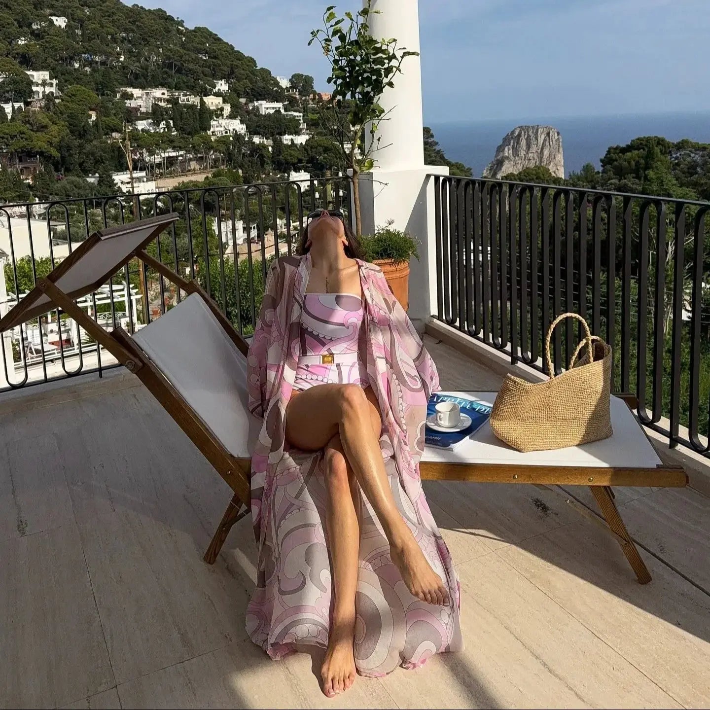 Women's Print One-Piece Swimsuit with Cover-Up - Monokini Set