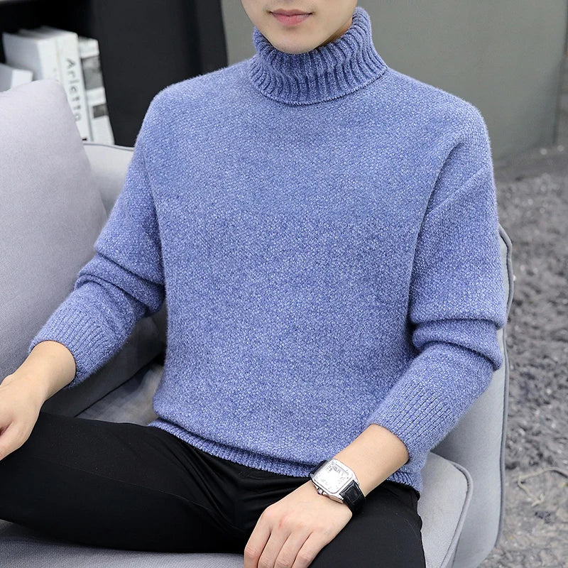 Autumn Winter Turtleneck Sweater - Solid Colour Warm Knit Pullover