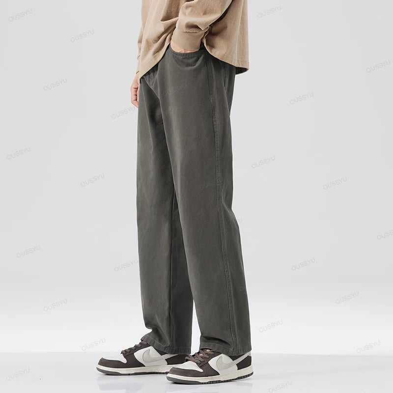 Men's 100% Cotton Wide Leg Casual Trousers | Elastic Waist Year-Round Pants M–XXXL
