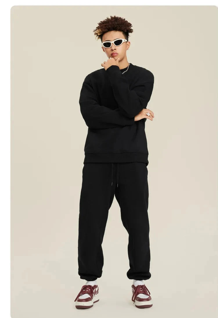 Unisex Round Neck Oversized Sweatshirt and Joggers Set