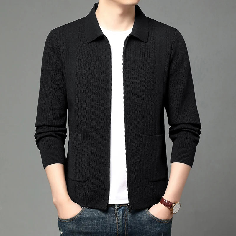 Men's Turn-Down Collar Knit Cardigan