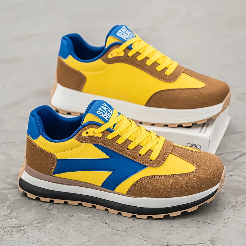 Men's Casual Sneakers Breathable Running Sport Shoes Tennis Sneakers Lace Up Platform Trainers Shoes