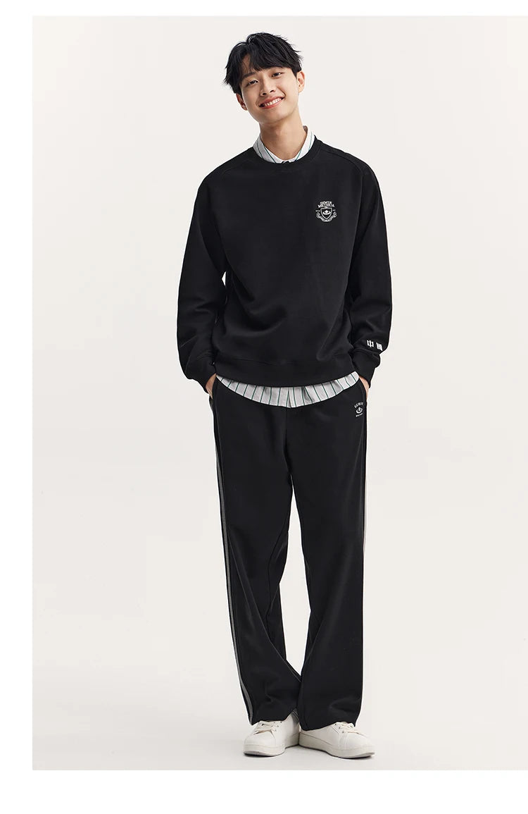 Heavyweight Round Neck Sweatshirt - Premium Solid Color Pullover for Daily Wear