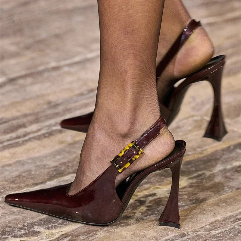 Women's Pointed Stiletto Sandals - One-Line Buckle Strap High Heels
