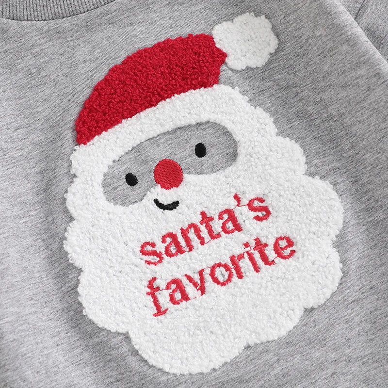 Christmas Santa Embroidery Fuzzy Romper - Baby Boys Girls Playsuit