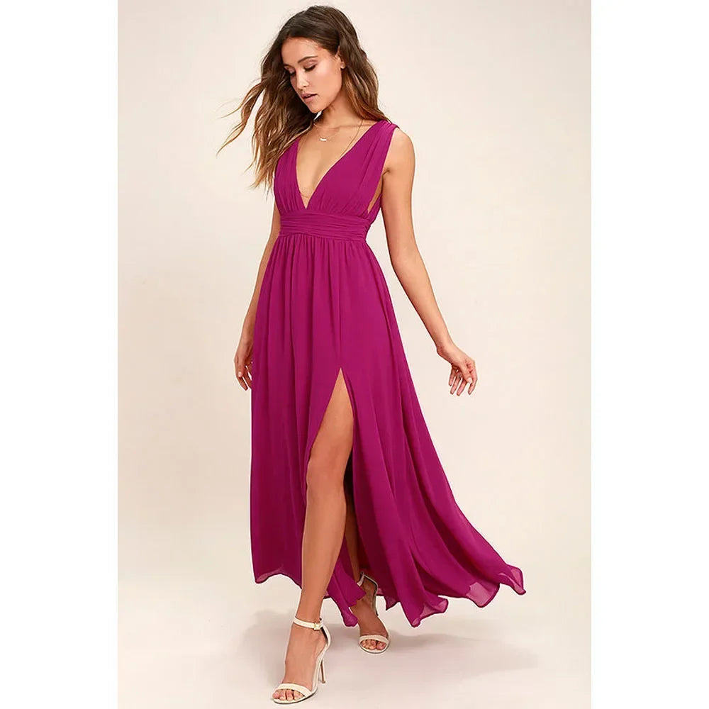 Women Backless Mesh Long  maxi Summer Dress