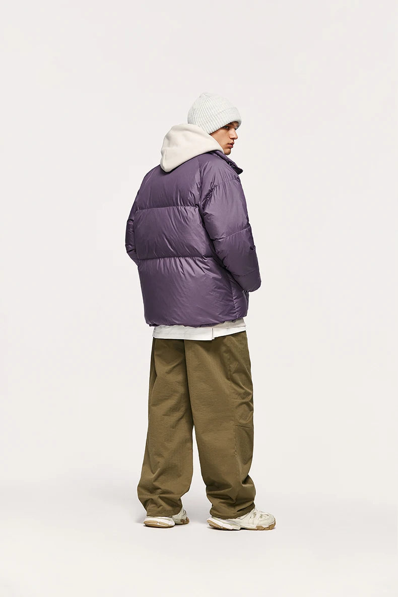 Minimalist Down Jacket Unisex - 90% Down Fill High Collar Winter Outerwear