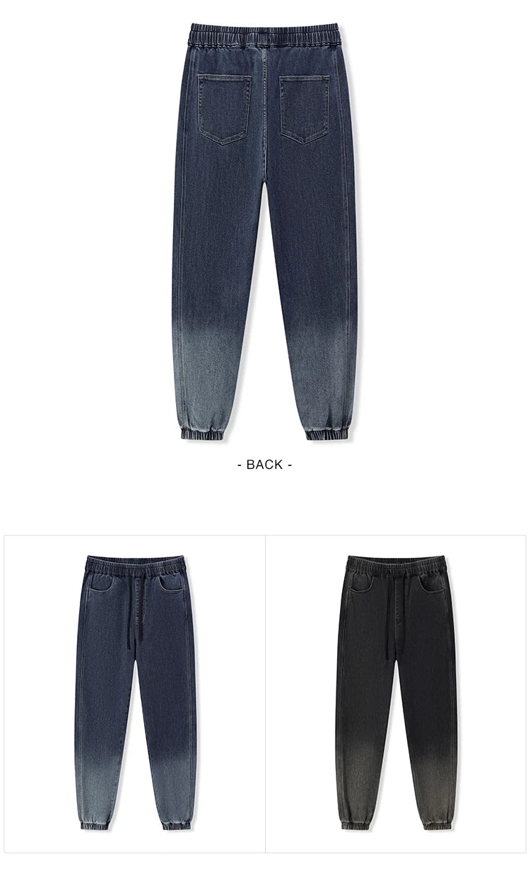 Men's Gradient Denim Jogger Jeans - Oversized Fit Winter Street Style Trousers