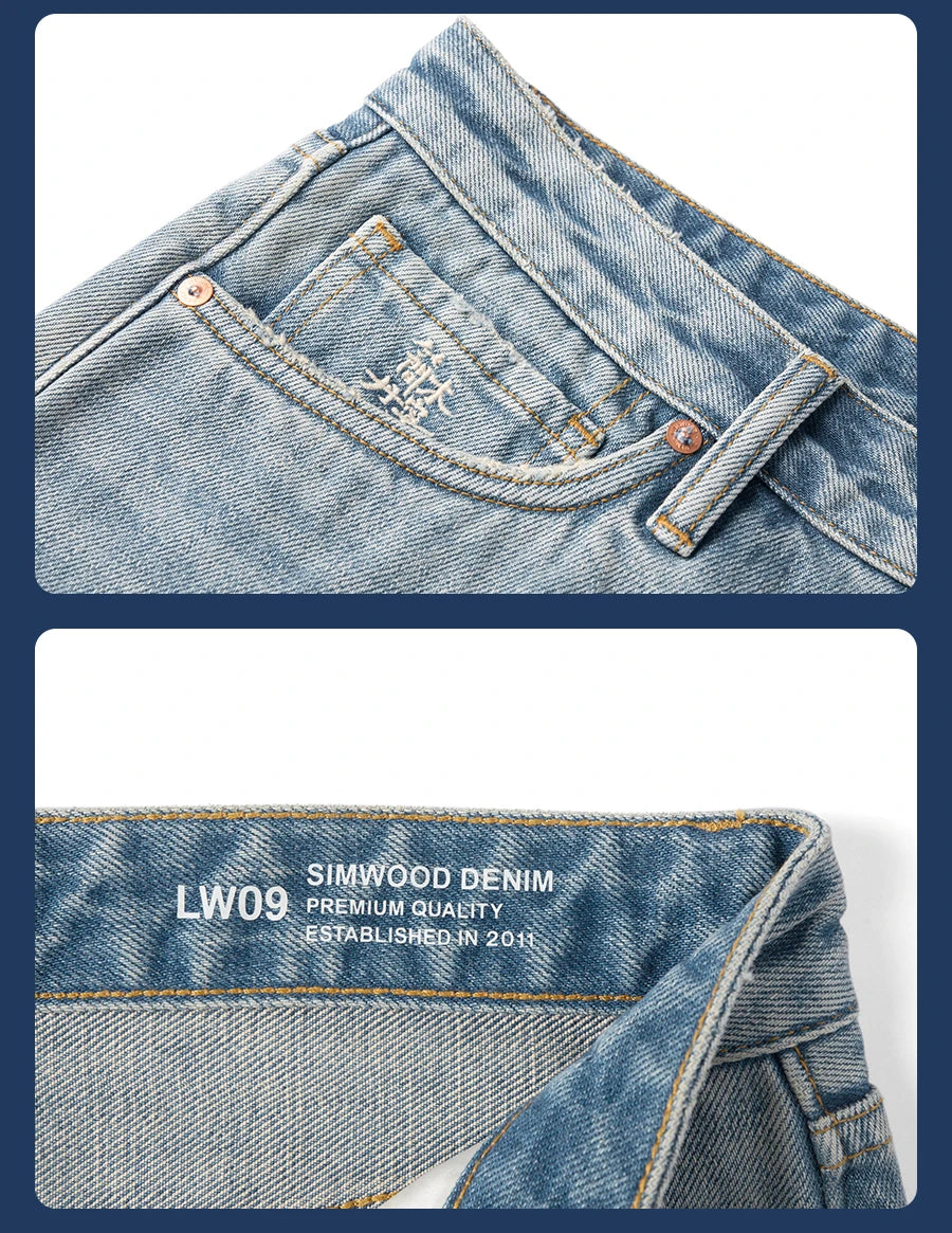 Men's High Standard Loose Relaxed 13.8oz 100% Cotton Ripped Denim Jeans - Plus Size