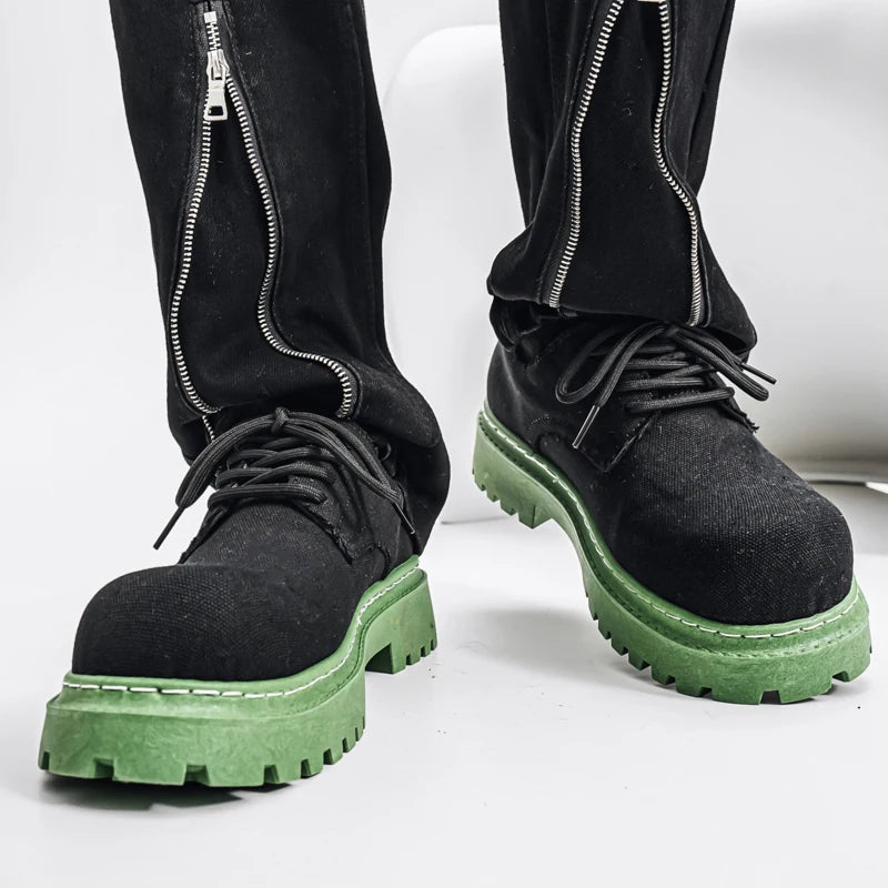Men's Platform Denim Lace-up  Derby Shoes
