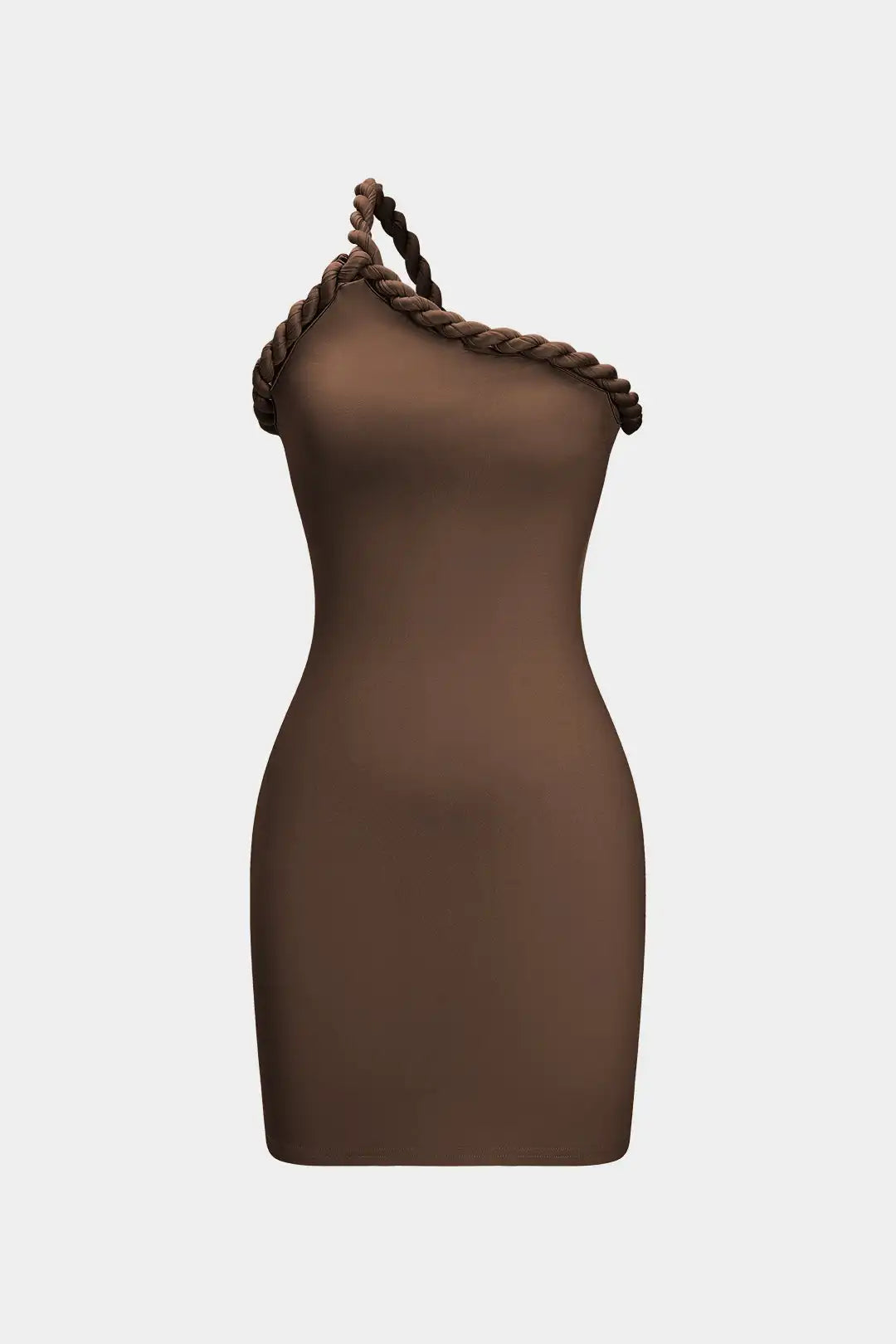 Women's One Shoulder Pleated Braided Backless Mini Dress