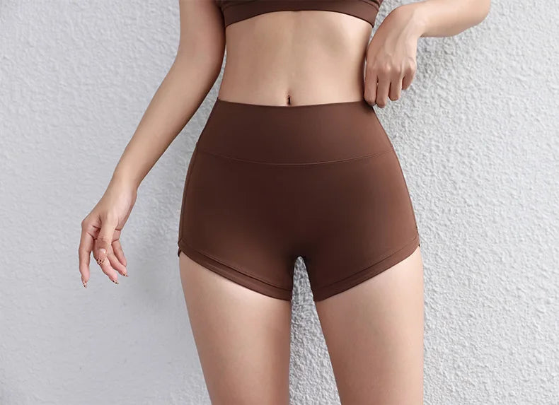 Quick-Dry Nylon Gym Shorts - High-Waisted Cycling Shorts