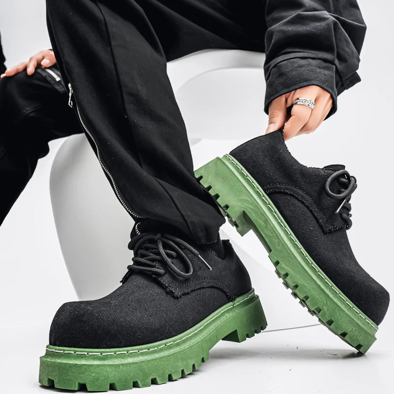 Men's Platform Denim Lace-up  Derby Shoes