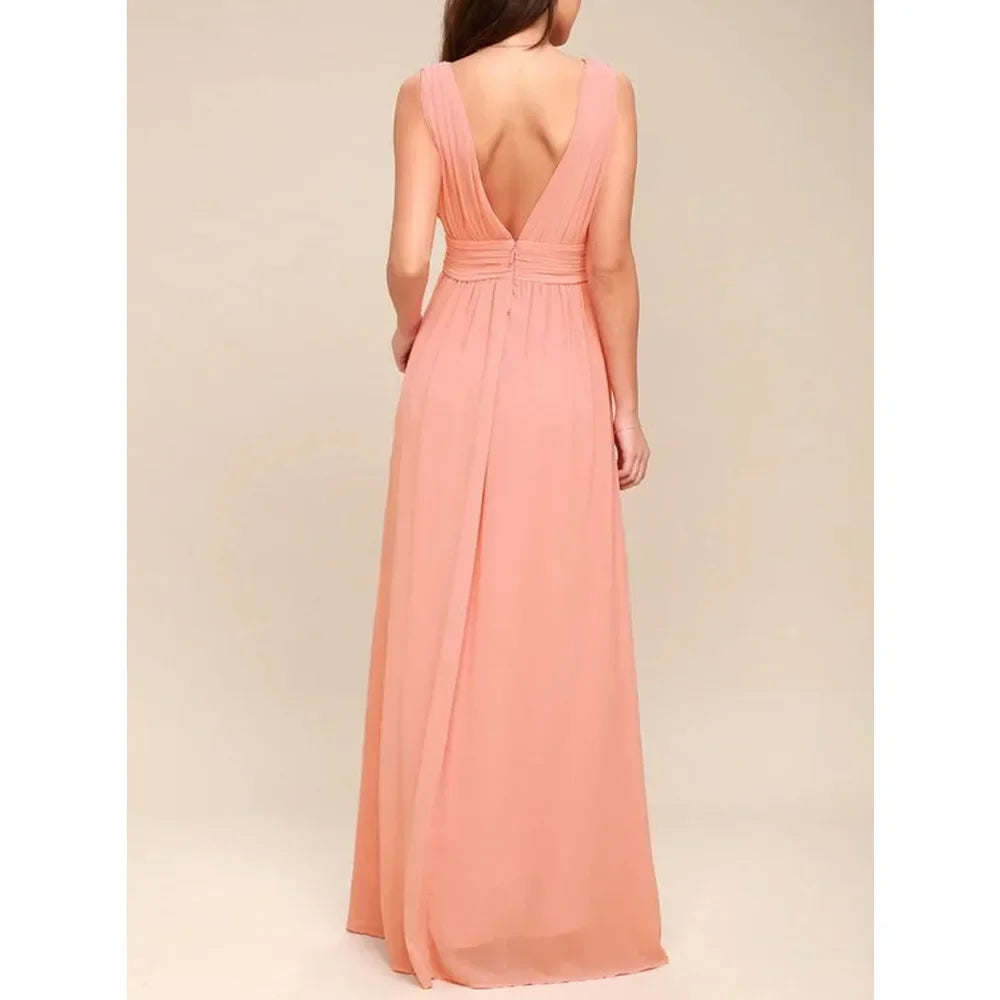 Women Backless Mesh Long  maxi Summer Dress