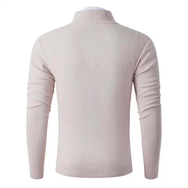 Men's Smart Casual Half-Zip Knitted Sweater - Stand Collar Slim Fit