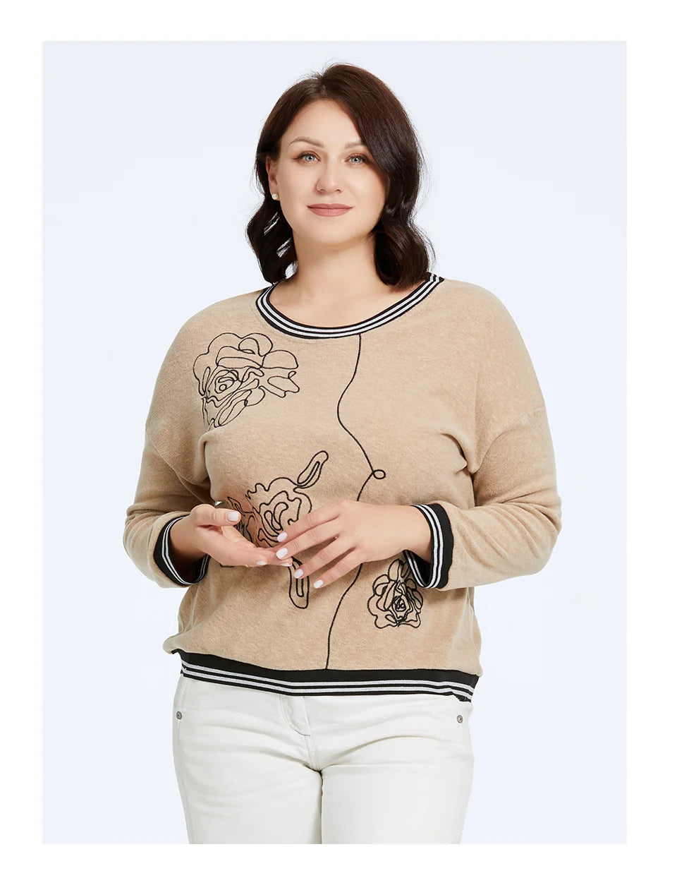 Women's Oversized Flower Embroidery Knitted Jumper