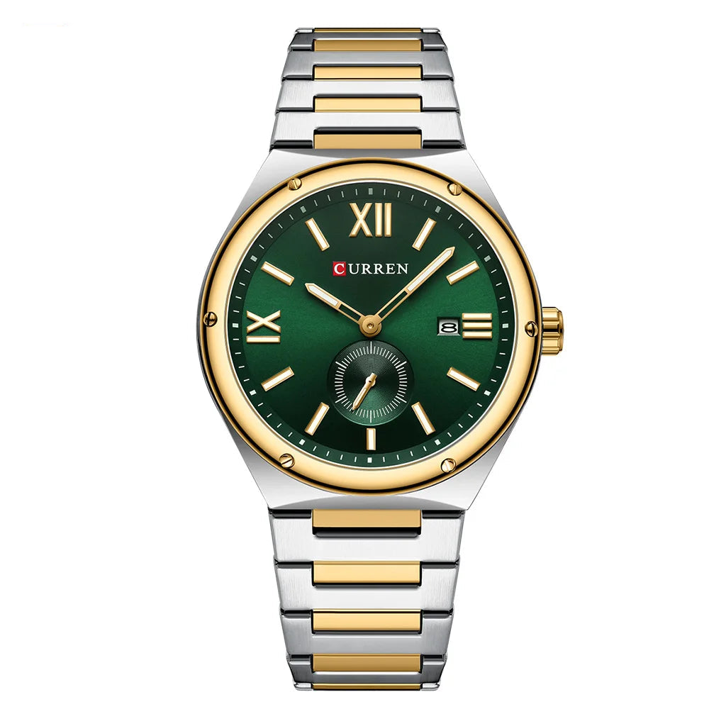 Premium Waterproof Business Watch - Luminous Date Display Stainless Steel Square Quartz