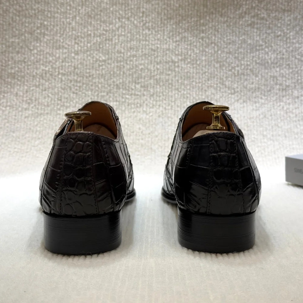 Men's Genuine Leather Wingtip Brogue Loafers - Monk Strap