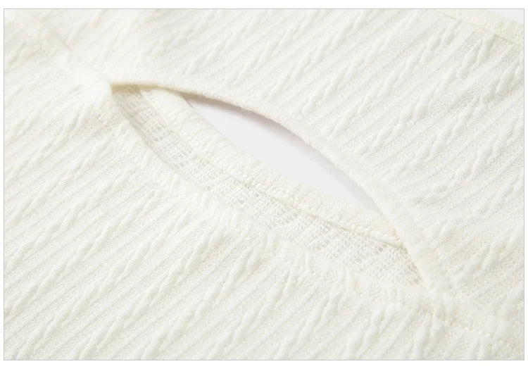 Hollow Out Base Layer Top - Slim Fit Lettuce Trim Undershirt