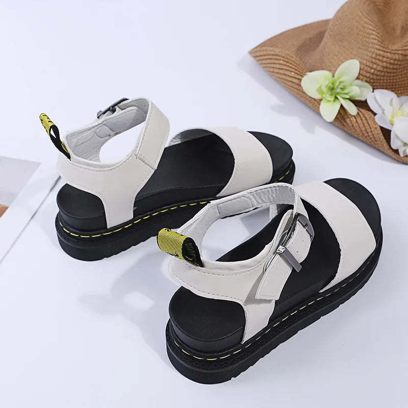 Women's Ankle Strap PU Thick-soled Soft Buckle Sandals