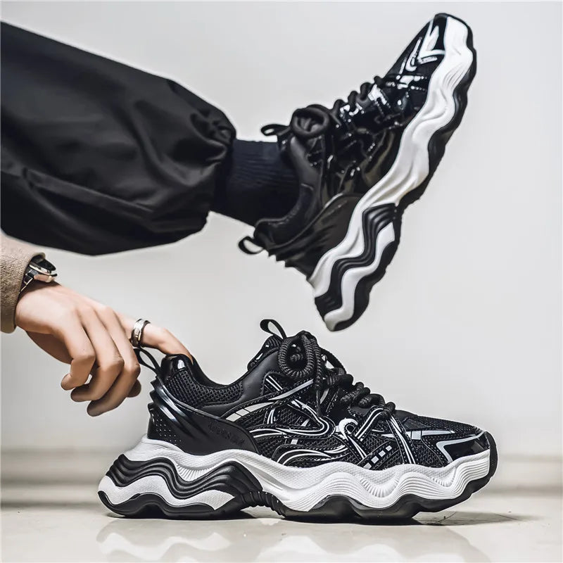 Men's Casual Platform Breathable Sports Shoes Lace Up Sneakers