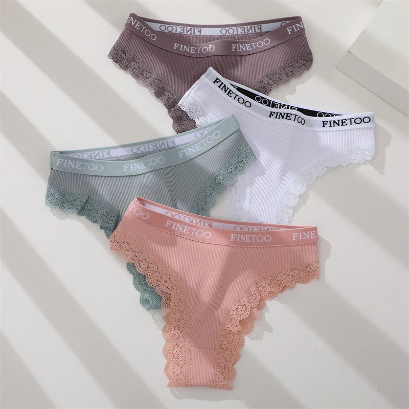 Women's Cotton Lace Low Waist Underwear Thongs G-String Lingerie